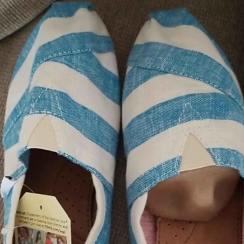 TOMS Women's Espadrilles in Blue and White - Picture 2 of 4